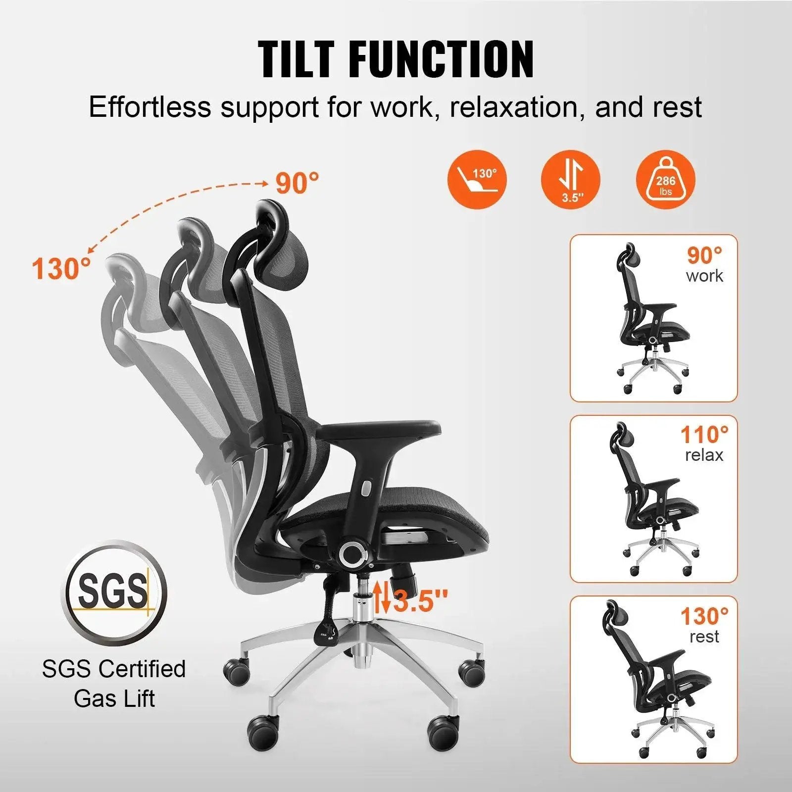 Doba ergonomic mesh office chair with adjustable lumbar support and headrest, breathable seat for comfortable workspace sitting.