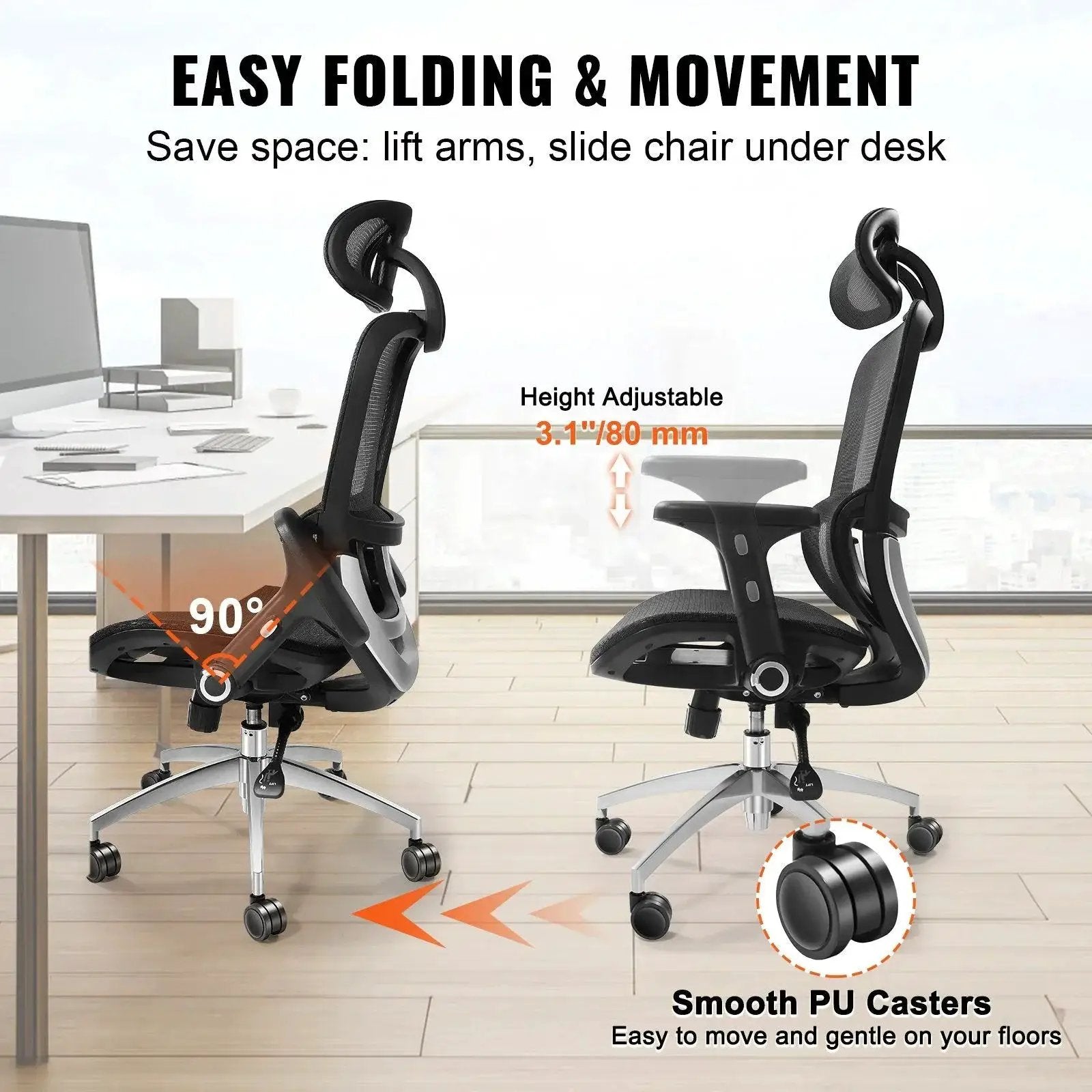 Doba ergonomic mesh office chair with adjustable lumbar support and headrest, featuring breathable seat and modern design.