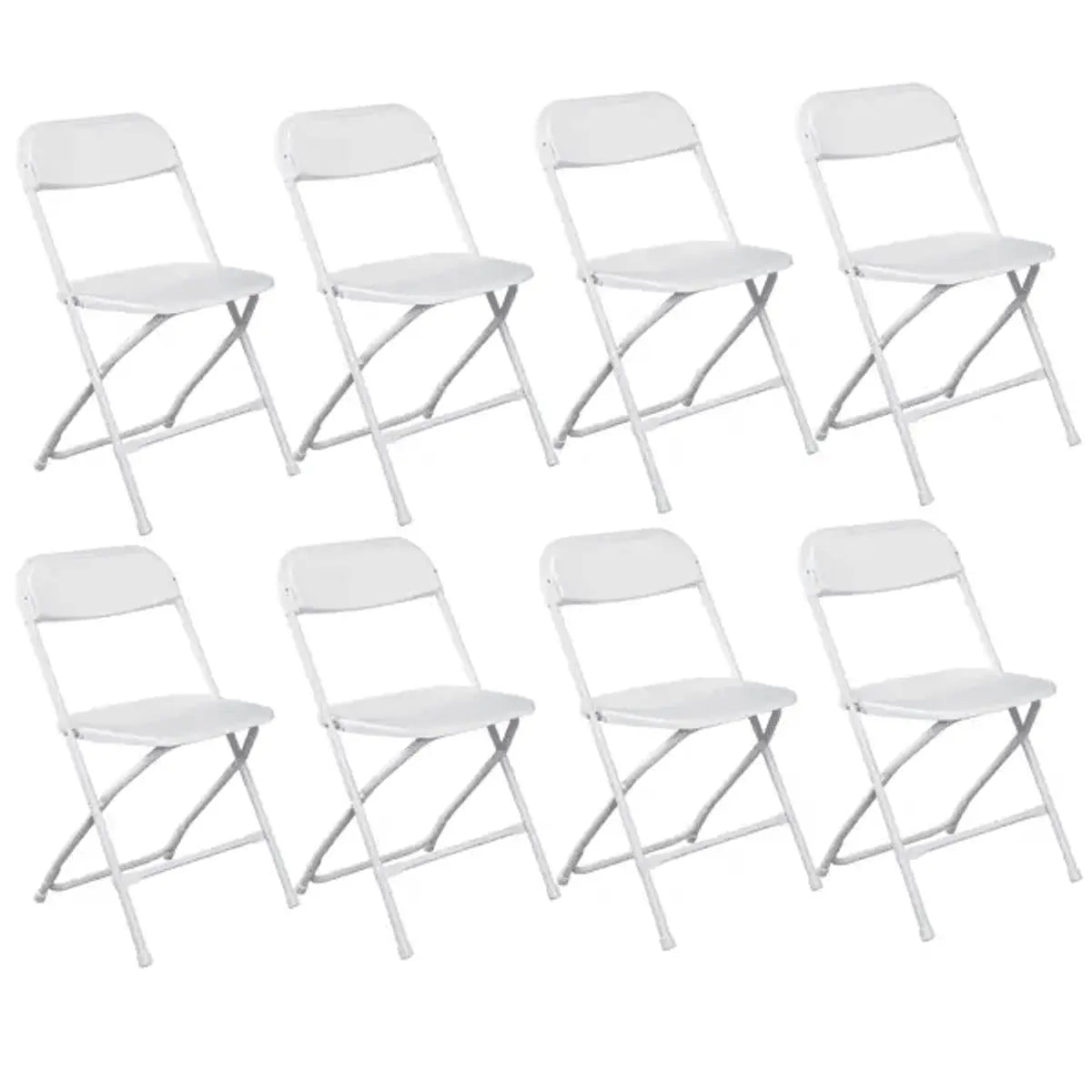 Doba heavy-duty white plastic folding chair with 350 lb capacity, ideal for indoor and outdoor events, parties, and home use.