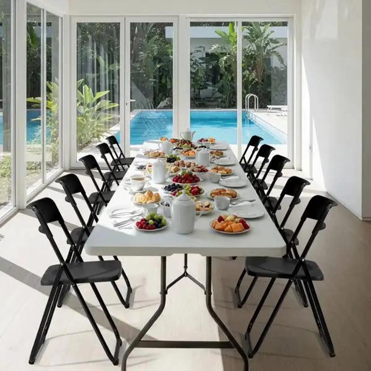 Durable Plastic Folding Chairs For Indoor Outdoor Events Stackable Doba