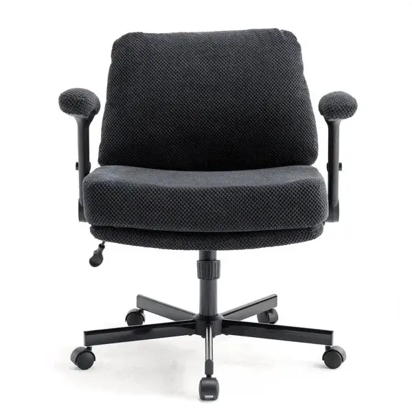 Doba ergonomic swivel office chair with wheels, flip arms, and cushioned seat for comfort and adjustable support.