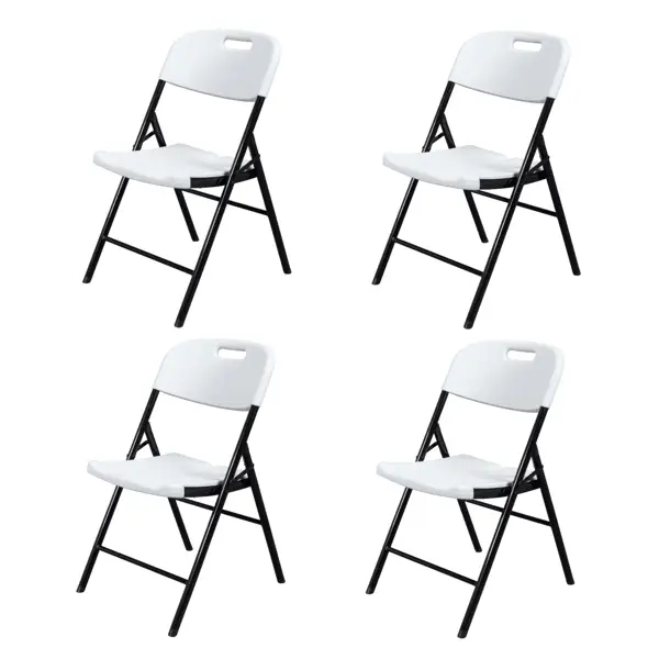 White Doba garden folding chair, durable and foldable outdoor seating for patio, with a sturdy metal frame and comfortable seat.