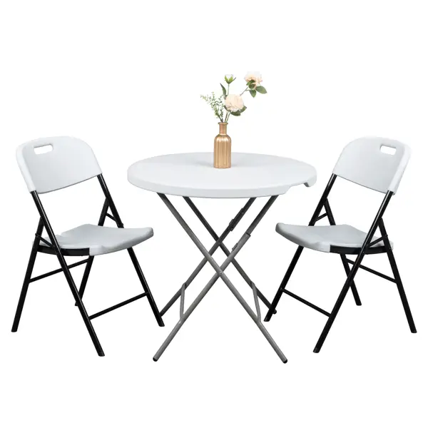 White Doba garden folding chair, durable and foldable outdoor seating for patio, lightweight and easy to transport.