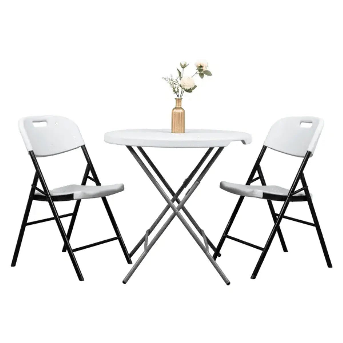 White Doba garden folding chair, durable and foldable outdoor seating for patio use, with a sturdy metal frame and comfortable design.