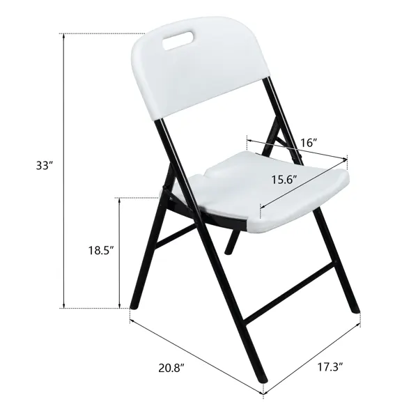 White Doba garden folding chair, durable outdoor seating for patio, lightweight and foldable for easy outdoor use.