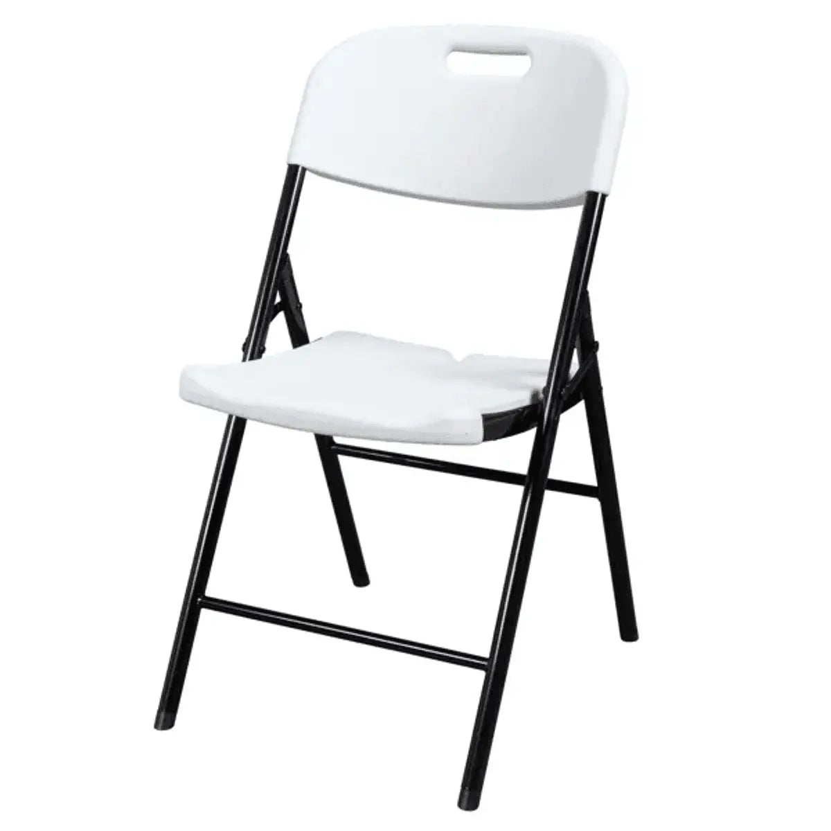 White Doba garden folding chair, durable and foldable outdoor seating suitable for patio use, with a sturdy metal frame and comfortable design.