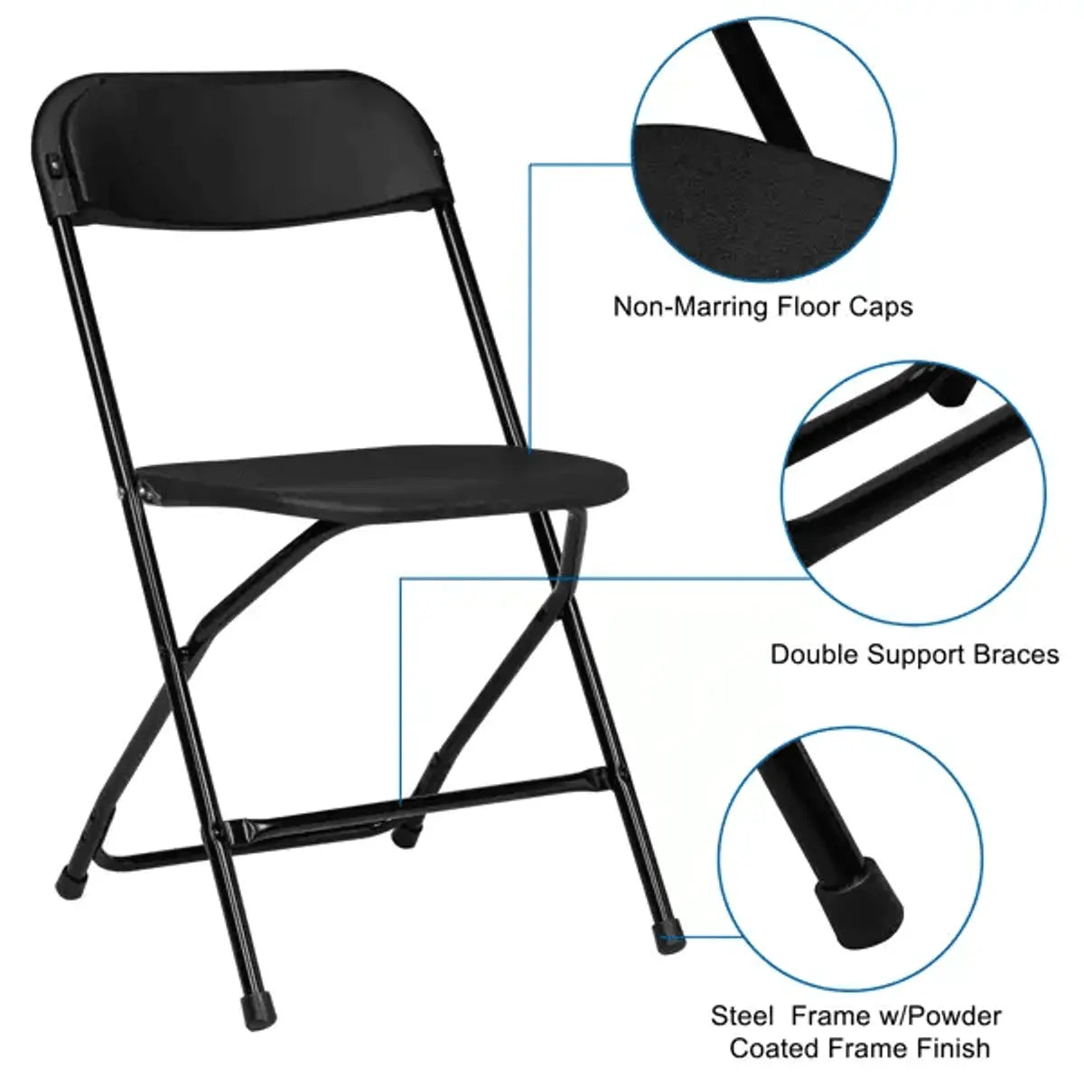 Heavy-duty Doba Plasti Garden Folding Chair with 350 lb weight capacity, foldable plastic seat for outdoor or garden use.