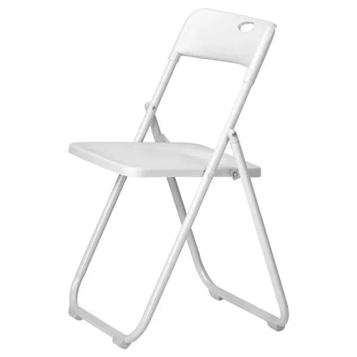 Weather-resistant plastic folding chairs by Doba, stackable for indoor or outdoor use, shown in a versatile setting.