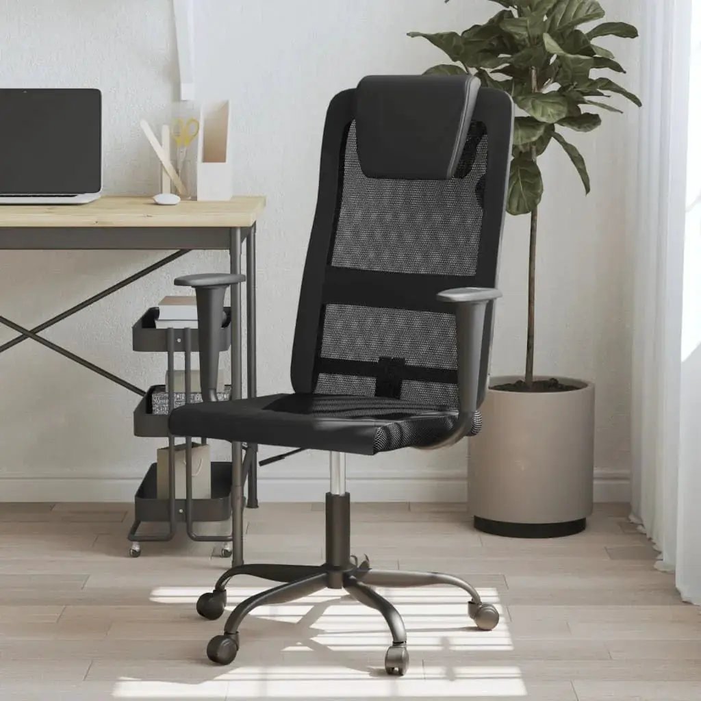 Black Doba ergonomic office chair with lumbar support and breathable mesh back, adjustable armrests and ergonomic design for comfort.