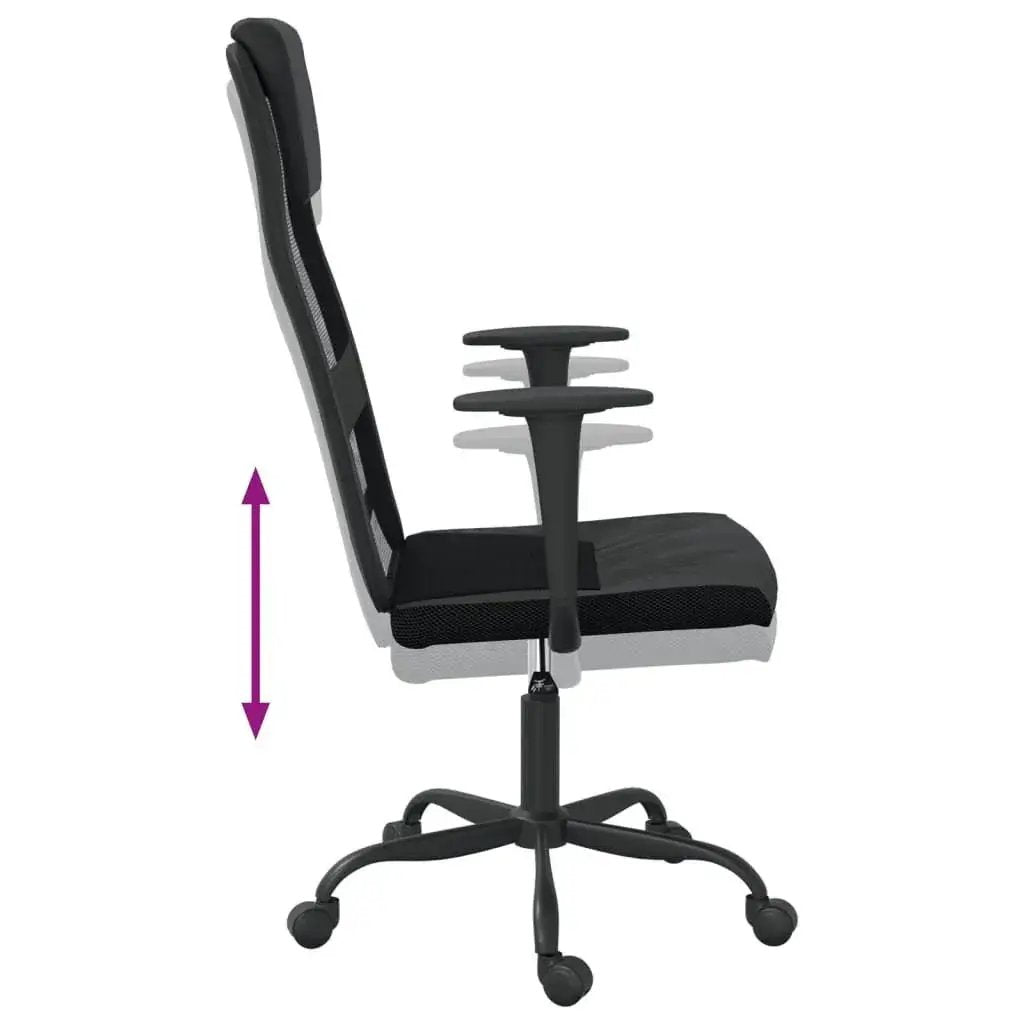 Black Doba ergonomic office chair with lumbar support and breathable mesh back for comfortable workspace seating.