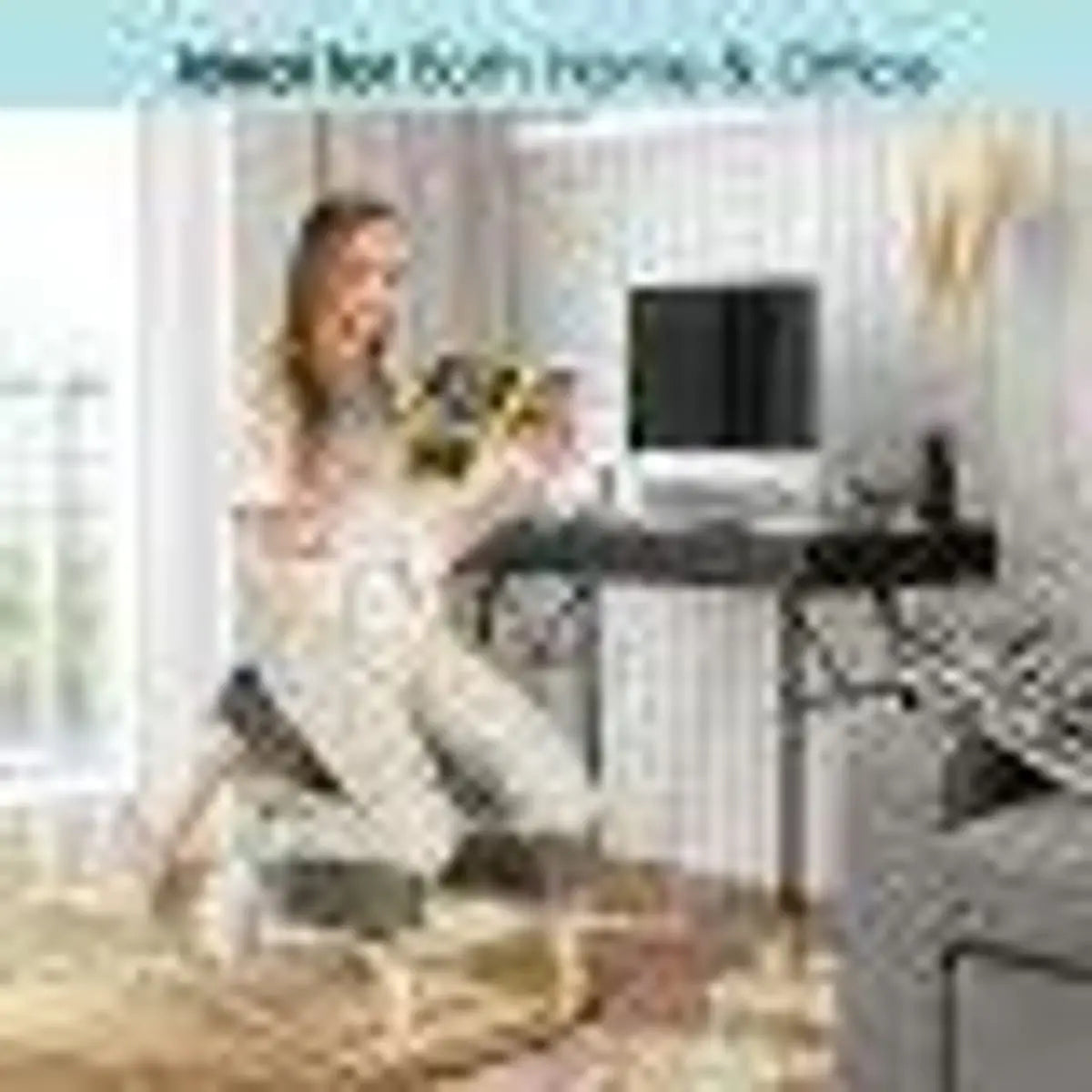 Gray Doba ergonomic kneeling chair with rocking curved base for improved posture, spine alignment, and back pain relief.