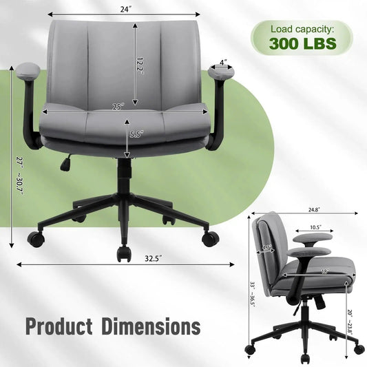 Ergonomic Cross Legged Office Chair With Adjustable Armrests Grey by Doba