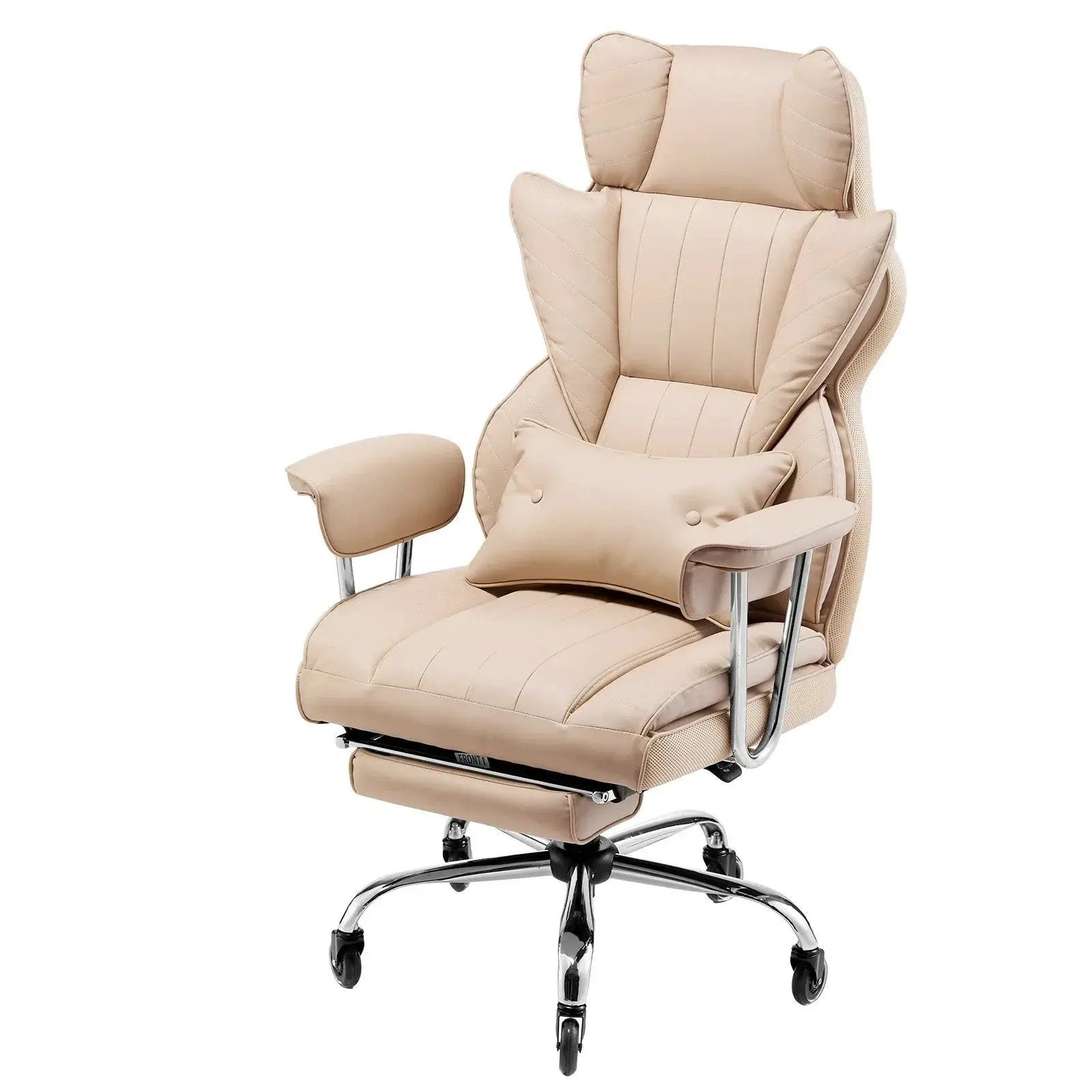 Doba khaki heavy-duty executive office chair with adjustable footrest and lumbar support for comfort and support.
