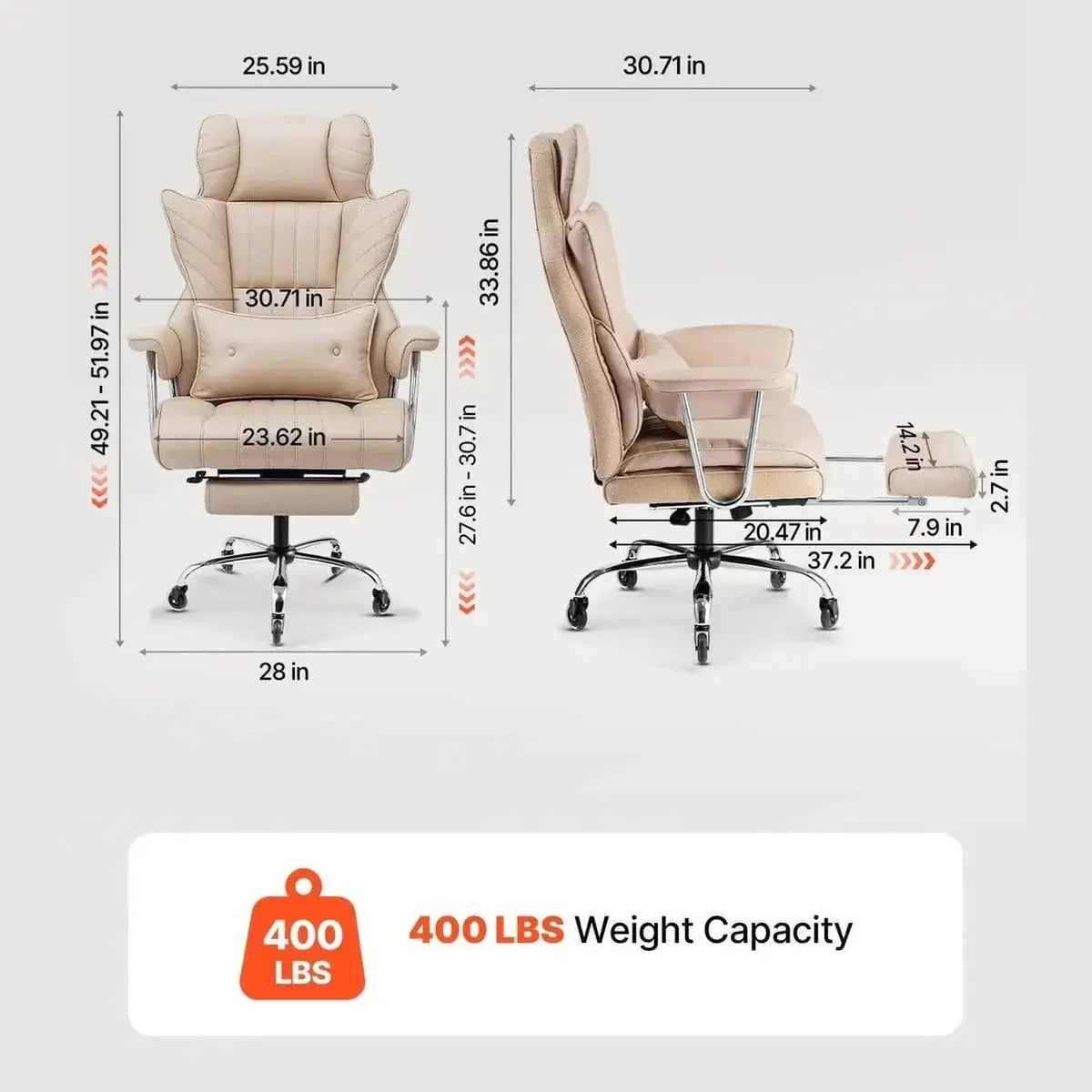 Heavy Duty Executive Office Chair With Adjustable Footrest And Lumbar Doba
