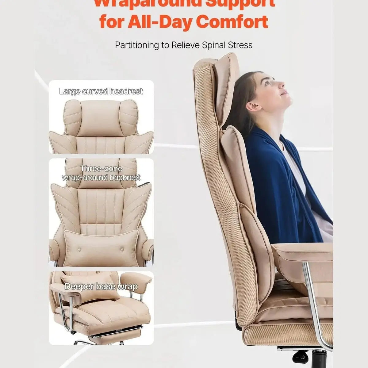 Heavy Duty Executive Office Chair With Adjustable Footrest And Lumbar Doba