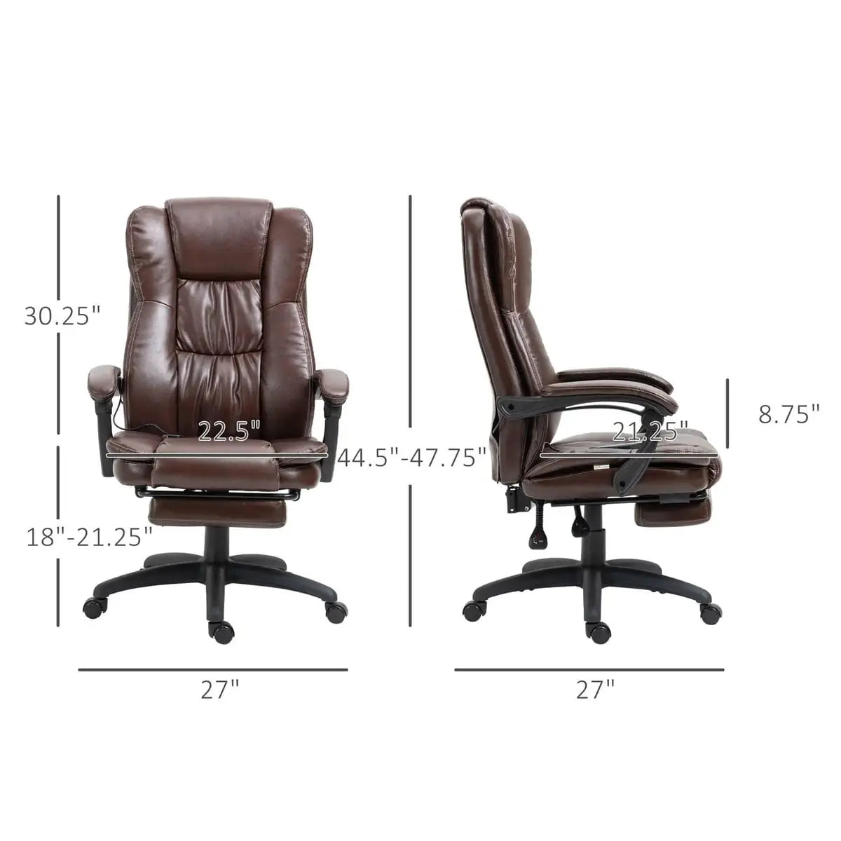 Doba ergonomic massage office chair in brown with 6-point vibration and adjustable backrest for comfort and support.