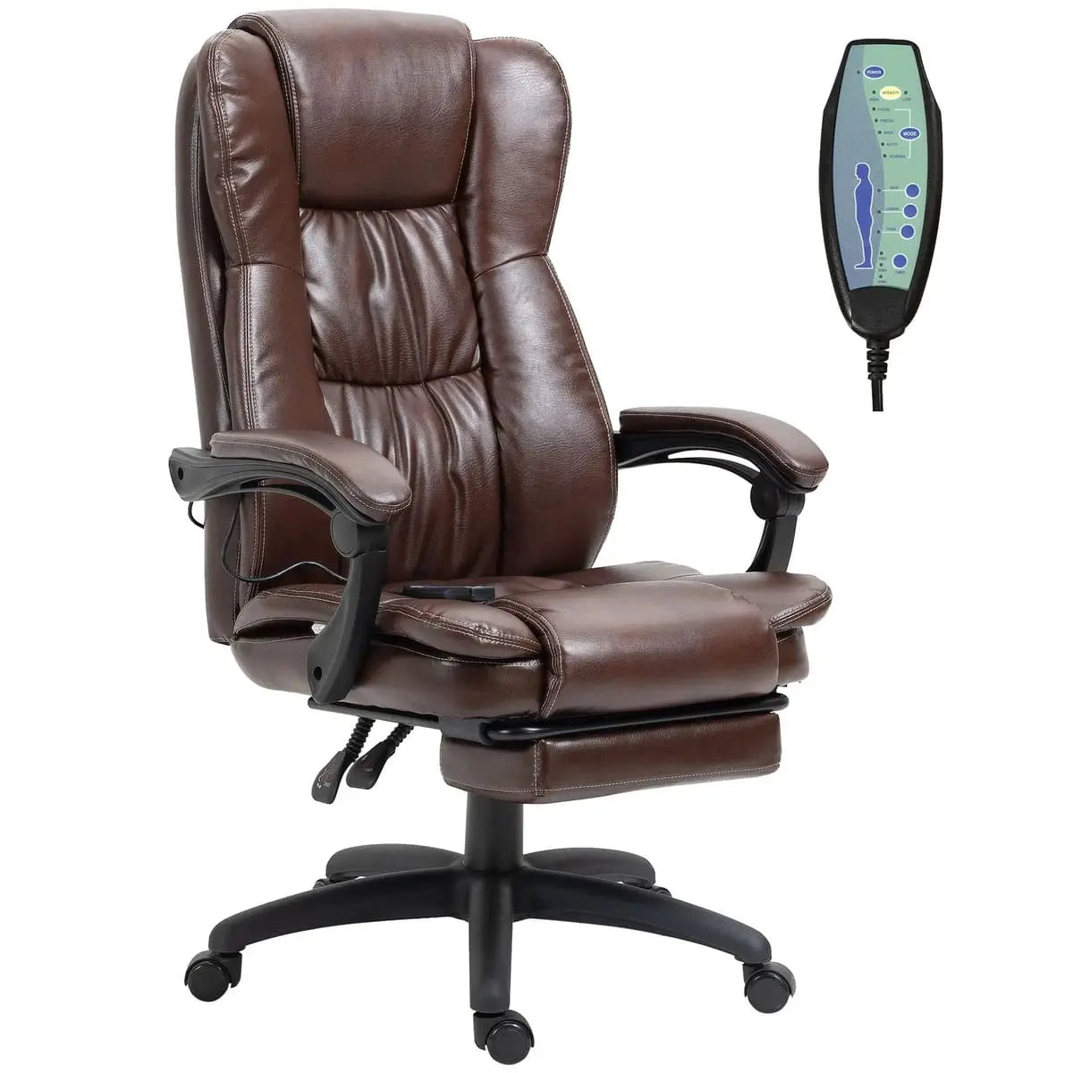 Doba ergonomic massage office chair in brown with 6-point vibration and adjustable features, designed for comfort and support.