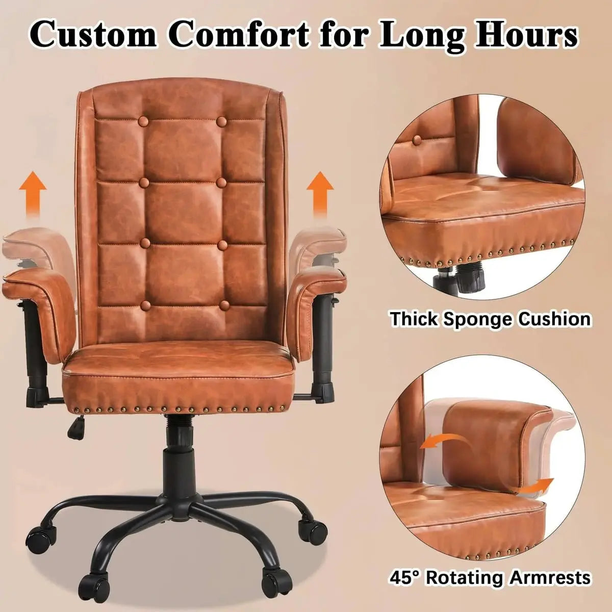Premium Ergonomic High Back Executive Office Chair for Home Office Professionals - Adjustable Swivel Computer Desk Chair with All-Day Comfort Does not apply