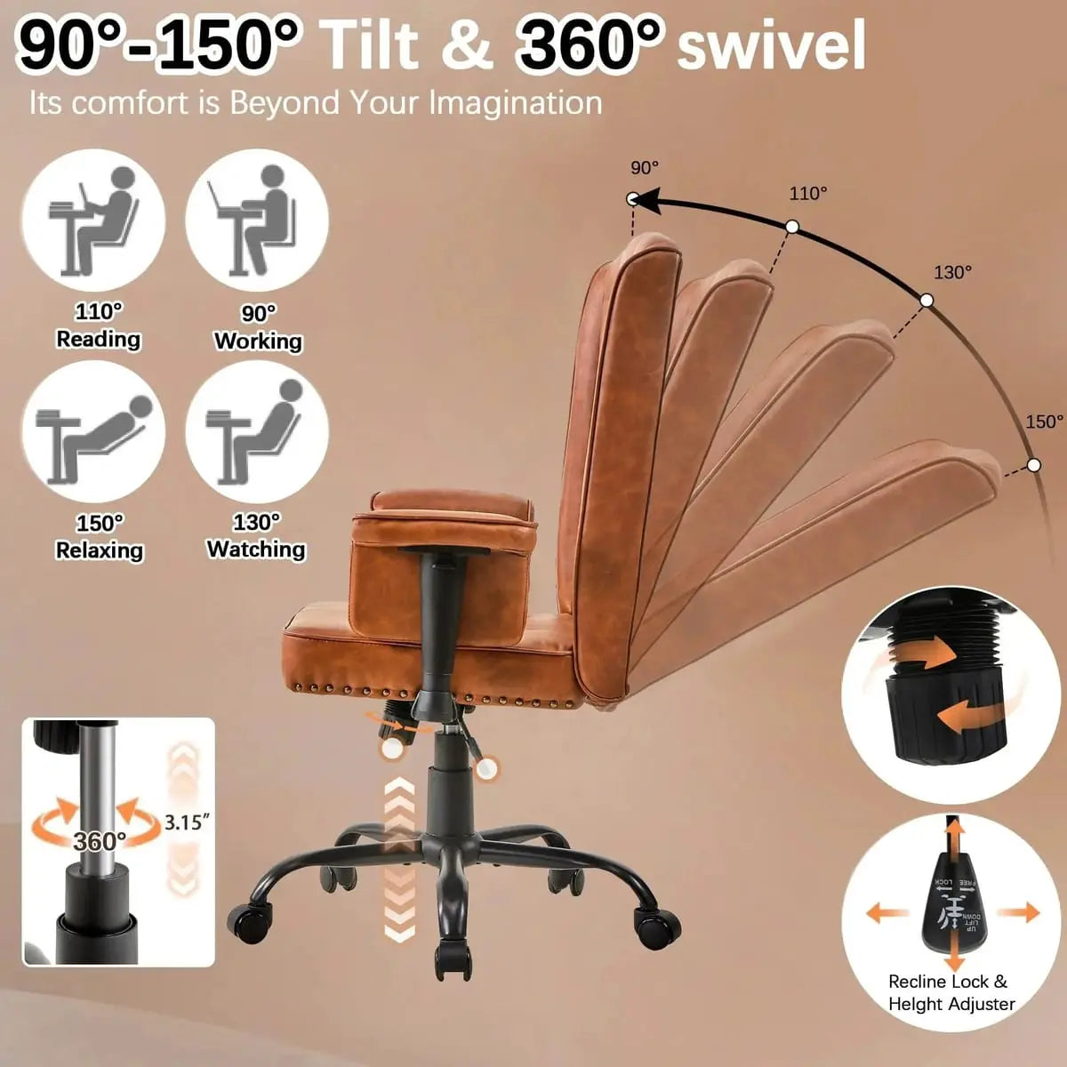 Premium Ergonomic High Back Executive Office Chair for Home Office Professionals - Adjustable Swivel Computer Desk Chair with All-Day Comfort Does not apply