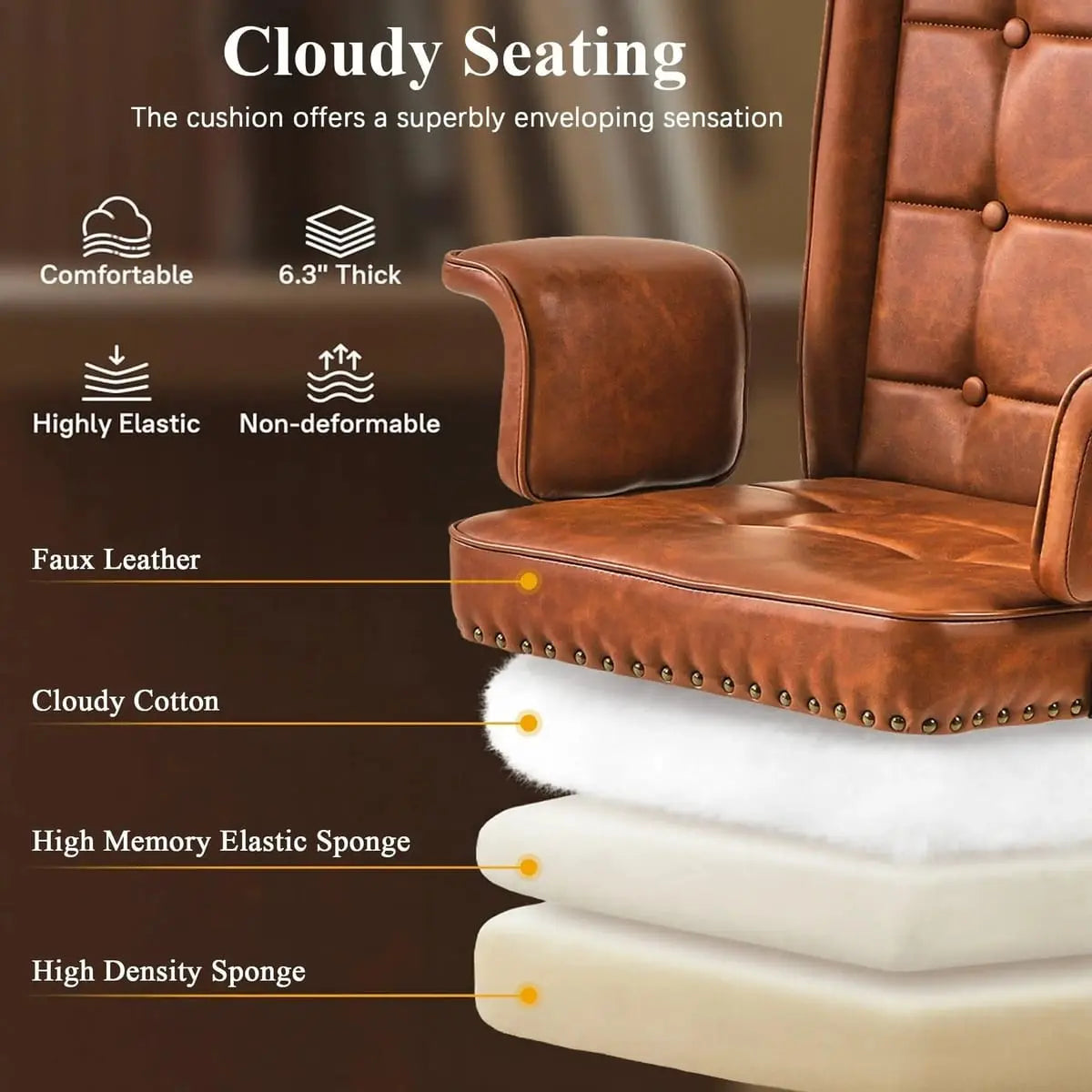 Premium Ergonomic High Back Executive Office Chair for Home Office Professionals - Adjustable Swivel Computer Desk Chair with All-Day Comfort Does not apply