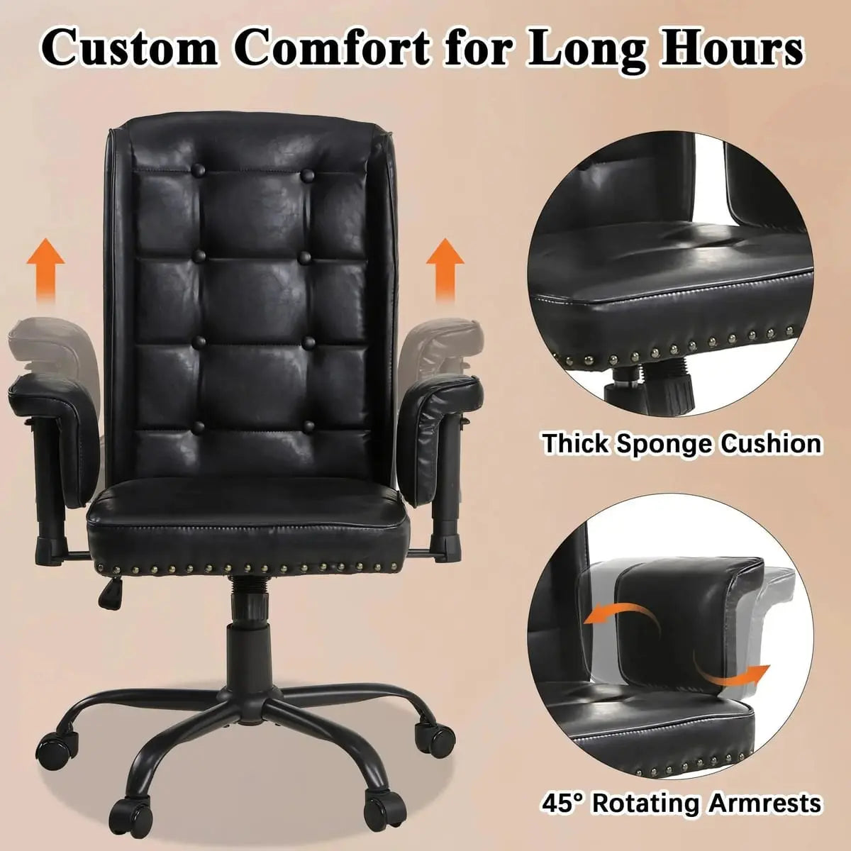 Premium Ergonomic High Back Executive Office Chair for Home Office Professionals - Adjustable Swivel Computer Desk Chair with All-Day Comfort Does not apply