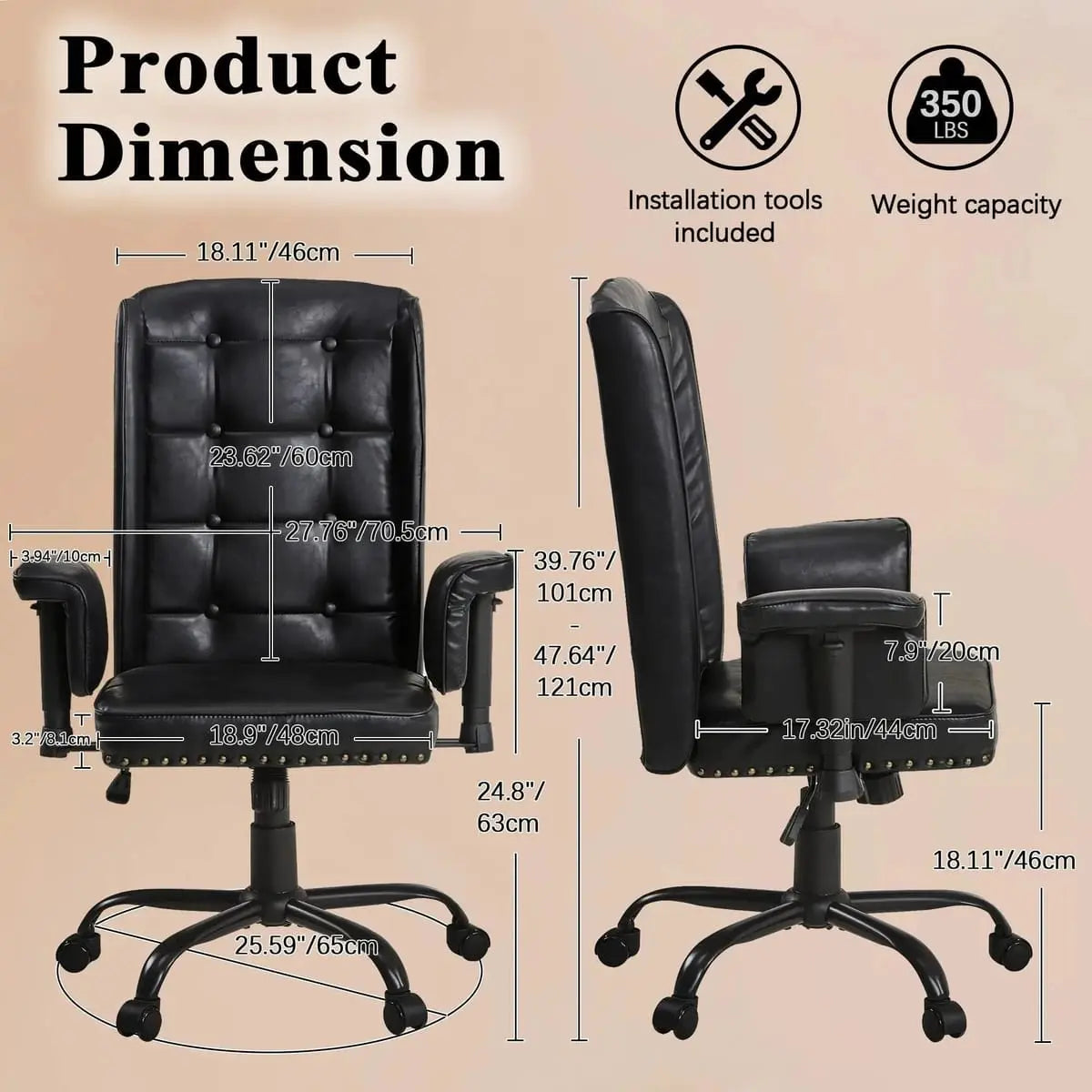 Premium Ergonomic High Back Executive Office Chair for Home Office Professionals - Adjustable Swivel Computer Desk Chair with All-Day Comfort Does not apply