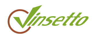 Vinssetto logo with green checkmark and brown circular accent, office furniture branding
