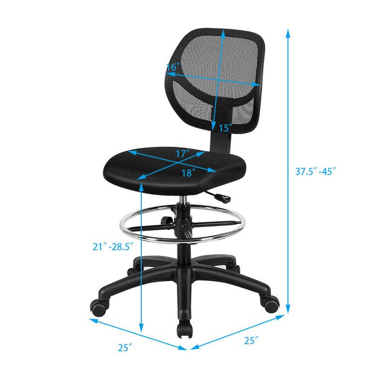 Black mesh drafting chair – view 3