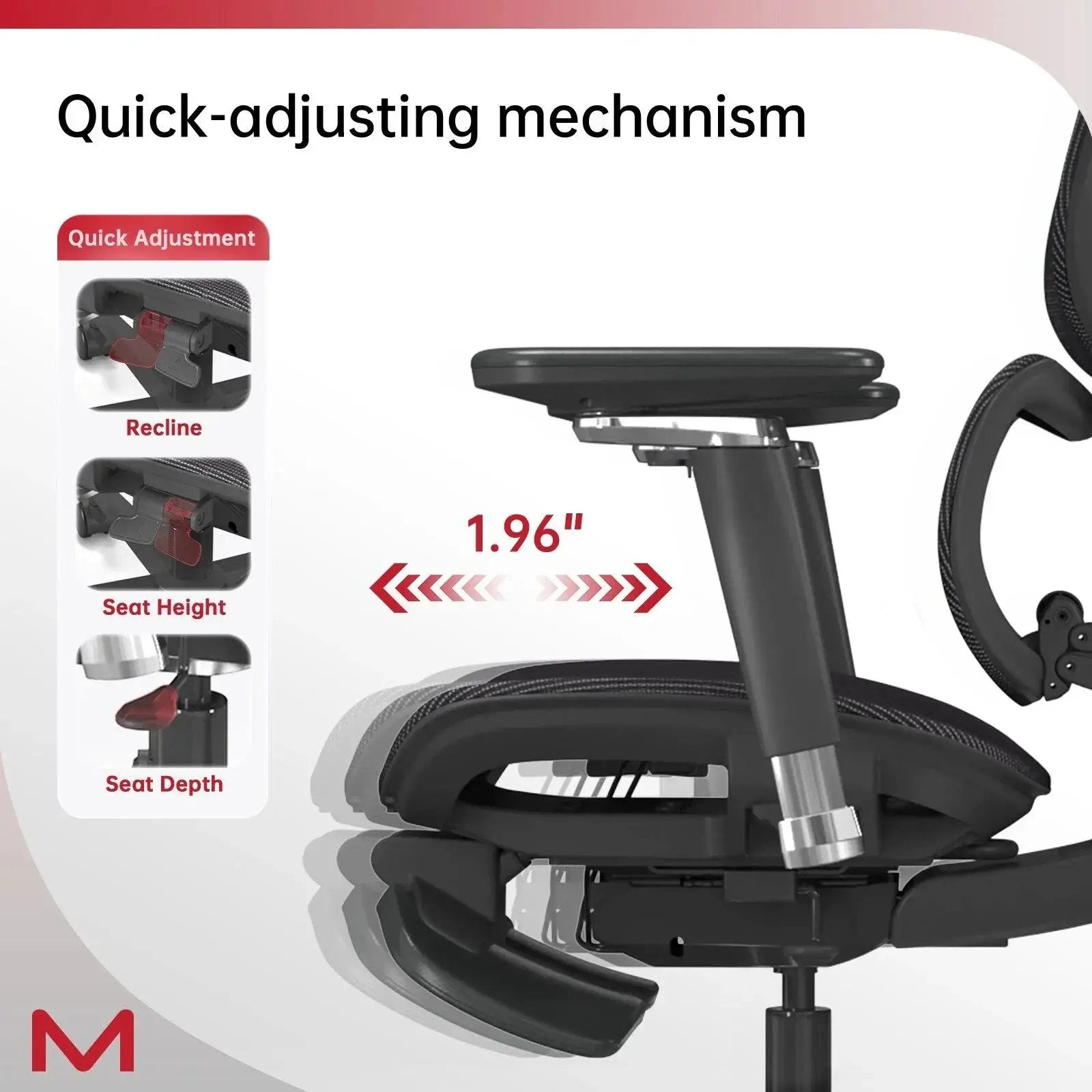 D2 Pro Adjustable Ergonomic Office Chair With Lumbar Support Footrest by Doba