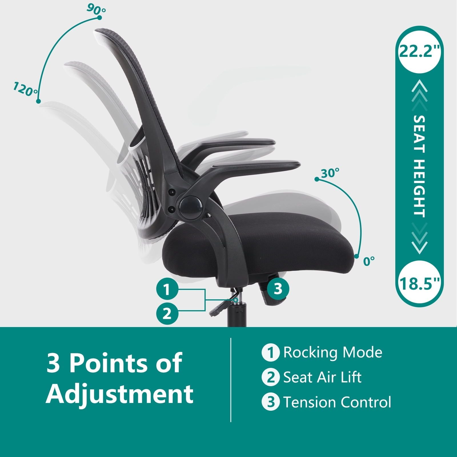 Rolling drafting chair – view 4