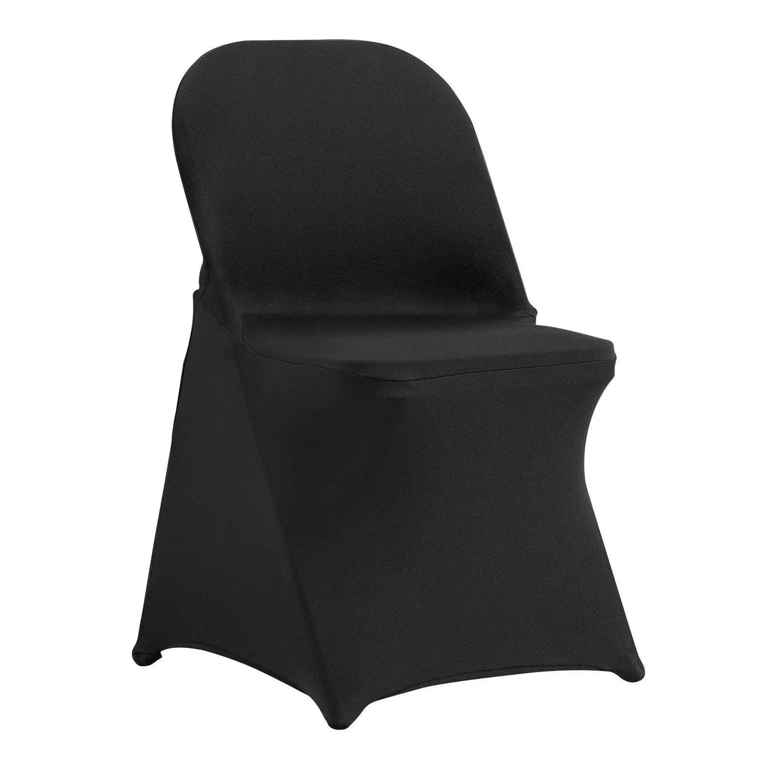 Stretch Spandex Folding Chair Covers, Universal Fitted Chair Cover, Removable Washable Protective Slipcovers, for Wedding, Holiday, Banquet, Party, Celebration, Dining (50PCS Black) by Platinum-Level Office Chairs
