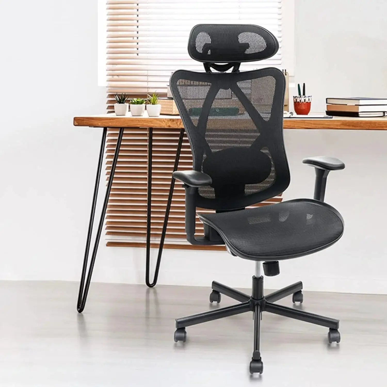 Ergonomic Mesh Office Chair Adjustable Lumbar Support Headrest by Doba