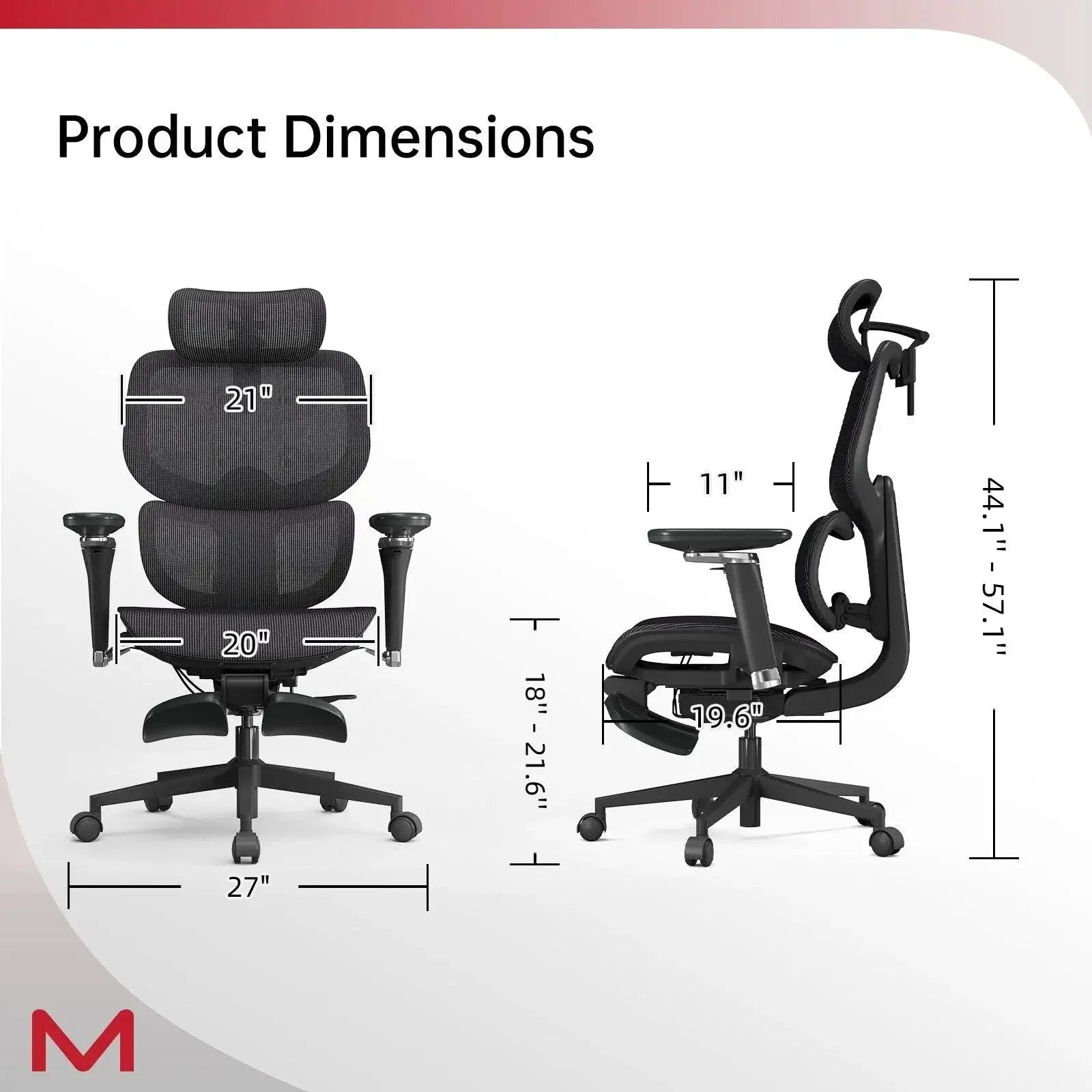 D2 Pro Adjustable Ergonomic Office Chair With Lumbar Support Footrest by Doba