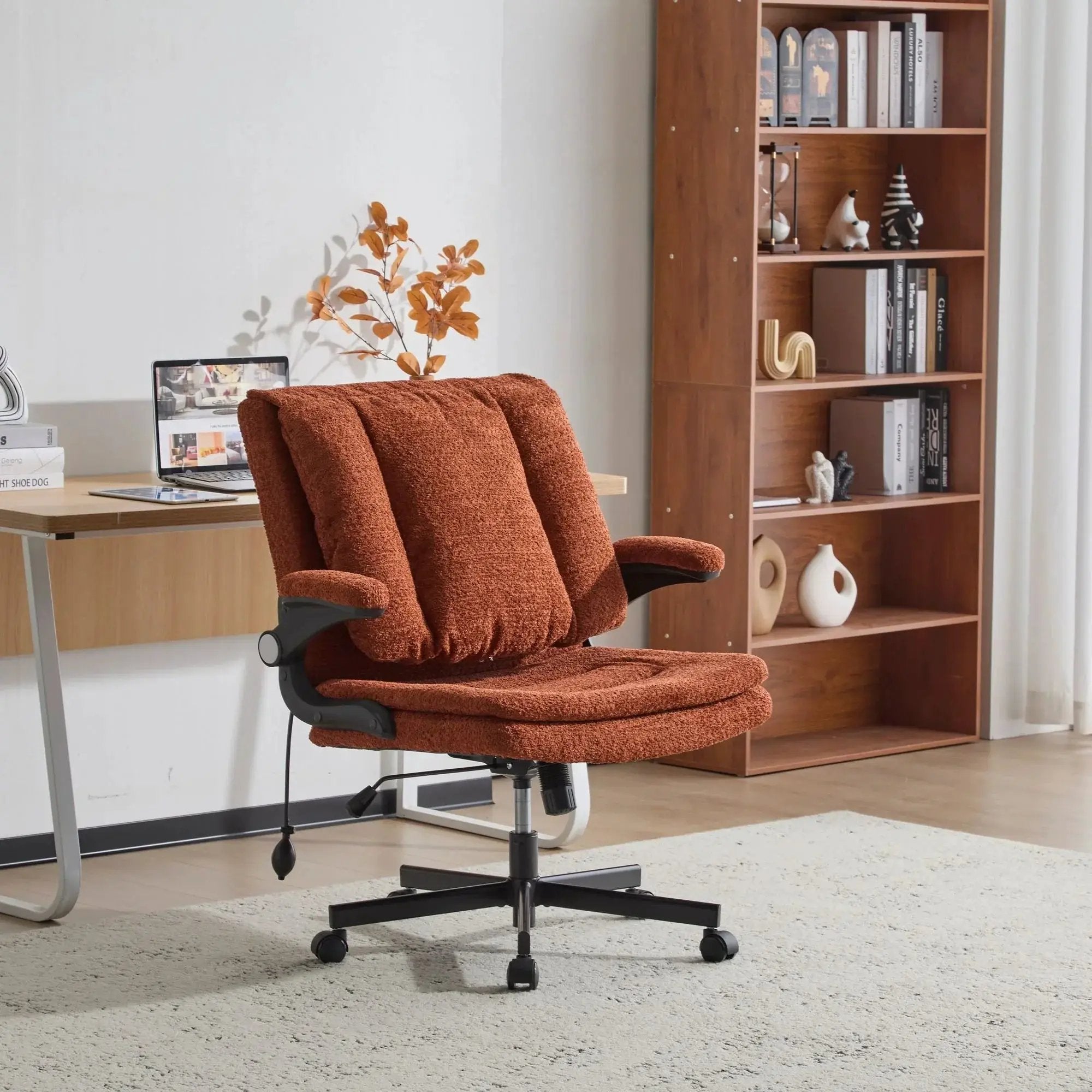 Ergonomic Criss Cross Desk Chair With Flip Up Back And Arms Orange by Doba