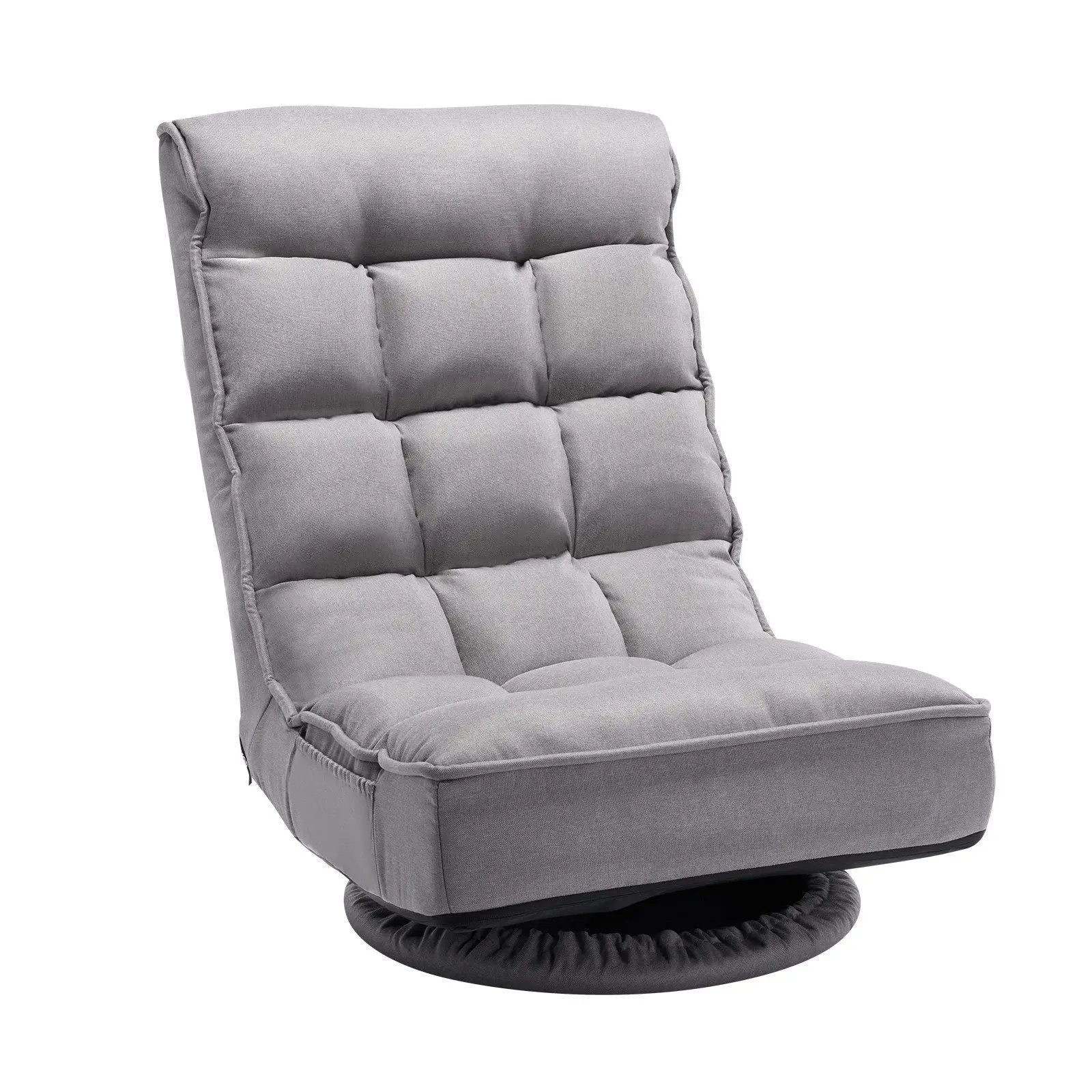 Swivel Floor Gaming Chair, 360-Degree Rotating Floor Chair with 4 Adjustable Position Folding Backrest and Lumbar Support, Folding Video Reclining Sofa for Watching TV Reading Playing Game, Gray by Platinum-Level Office Chairs