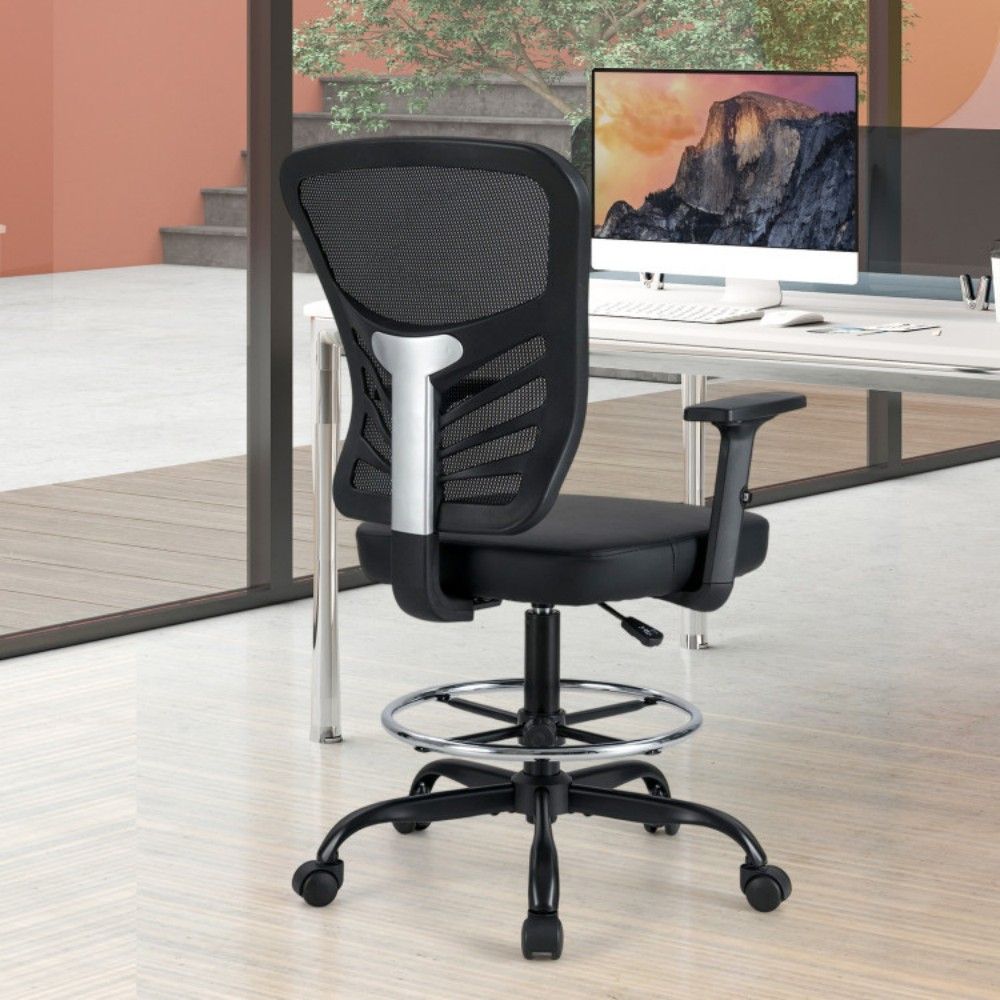 PU trim mesh drafting chair – view 9