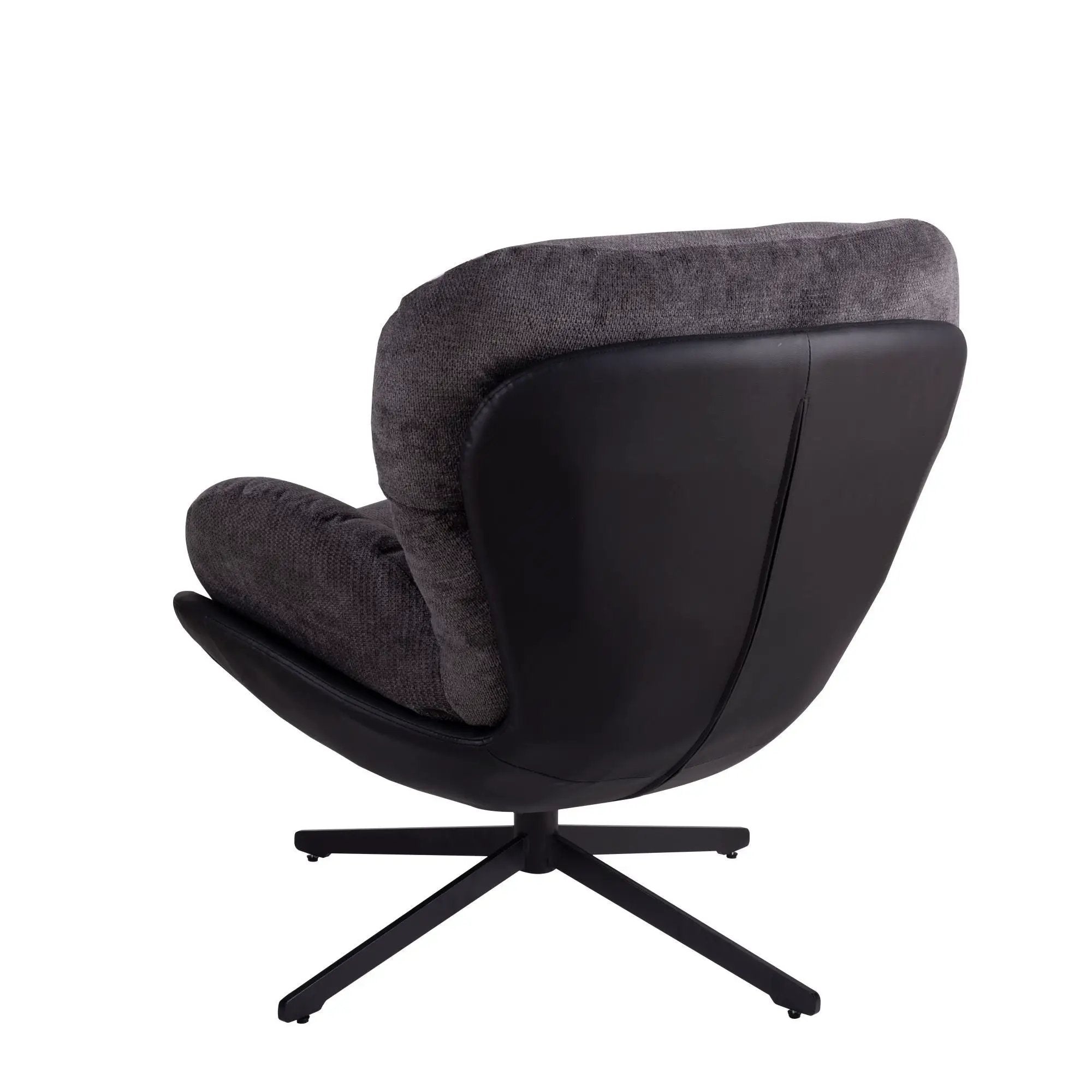 360° Swivel Accent Chair, Modern Chenille Lounge Chair with Faux Leather and Black Metal Base Frame, Comfortable Reading Chair for Small Spaces, Living Room, Bedroom, Reading Corner, Office, Dark Gray by Platinum-Level Office Chairs