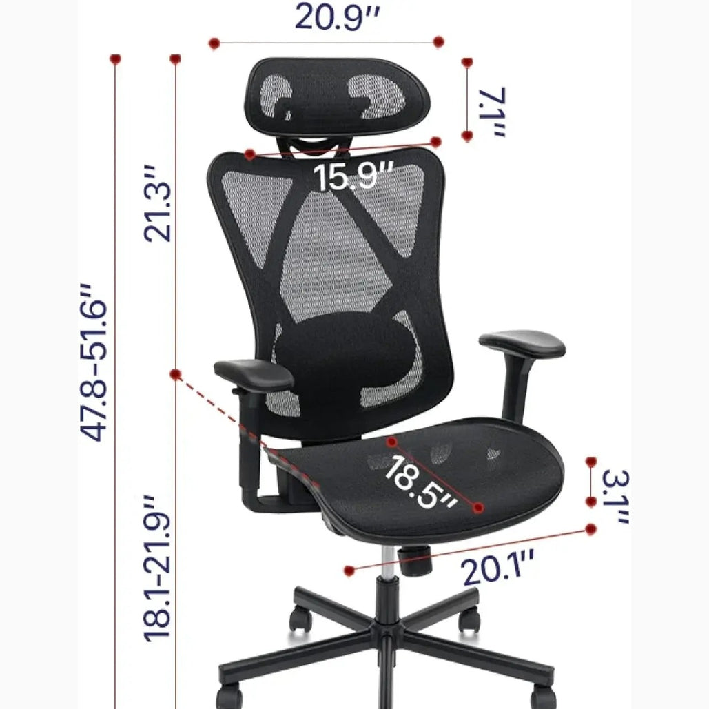Ergonomic Mesh Office Chair Adjustable Lumbar Support Headrest by Doba