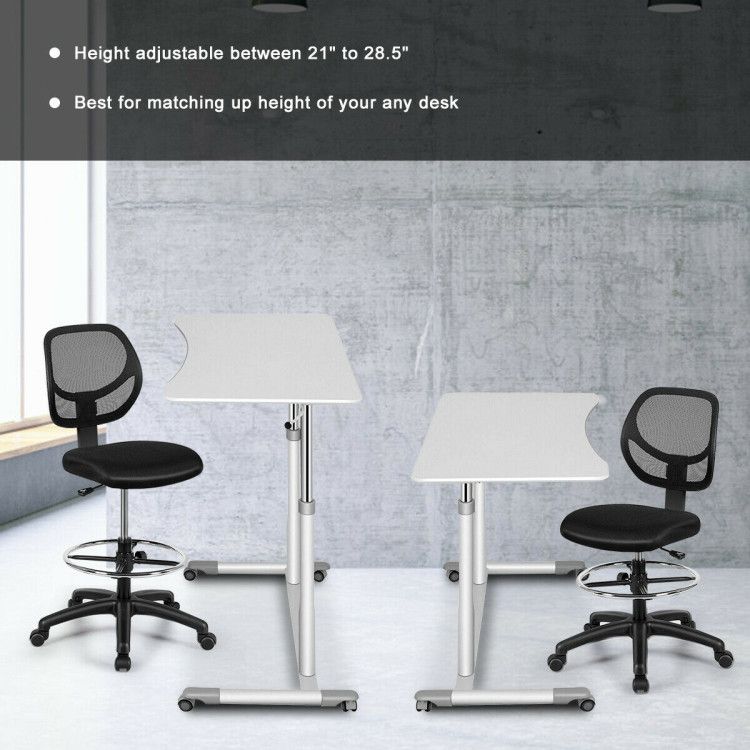 Black mesh drafting chair – view 8