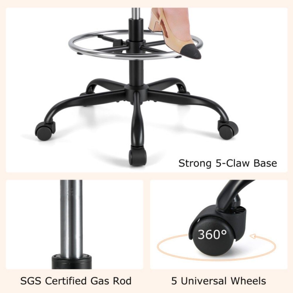 PU trim mesh drafting chair – view 8