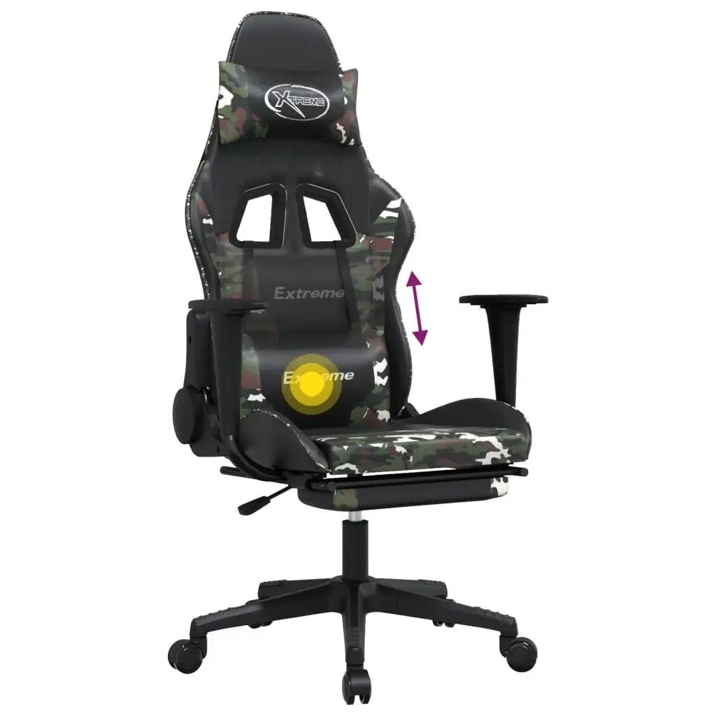 Gaming Chair Black and camouflage Faux leather, metal, plywood, foam by Platinum-Level Office Chairs