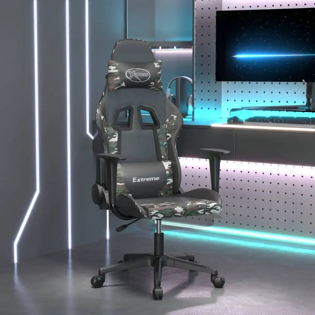 Gaming Chair Black and camouflage Faux leather, metal, plywood, foam by Platinum-Level Office Chairs