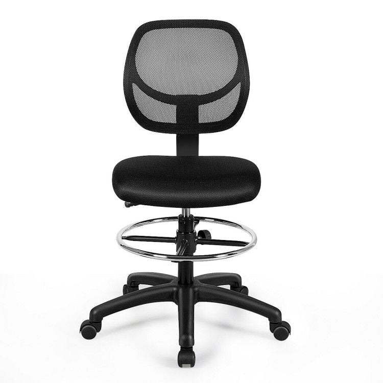 Black mesh drafting chair – view 11