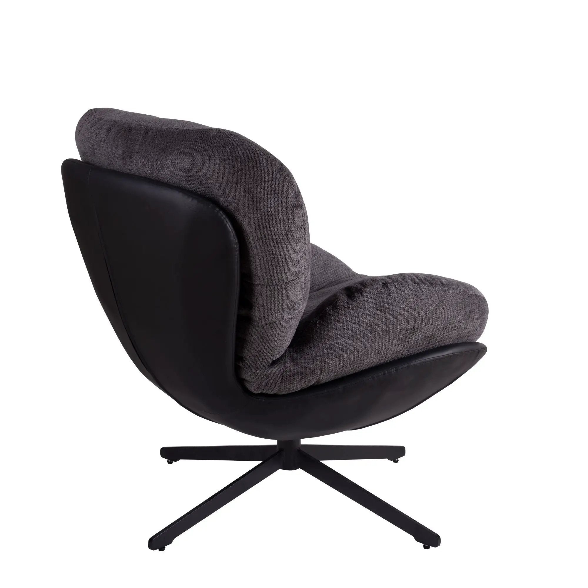 360° Swivel Accent Chair, Modern Chenille Lounge Chair with Faux Leather and Black Metal Base Frame, Comfortable Reading Chair for Small Spaces, Living Room, Bedroom, Reading Corner, Office, Dark Gray by Platinum-Level Office Chairs
