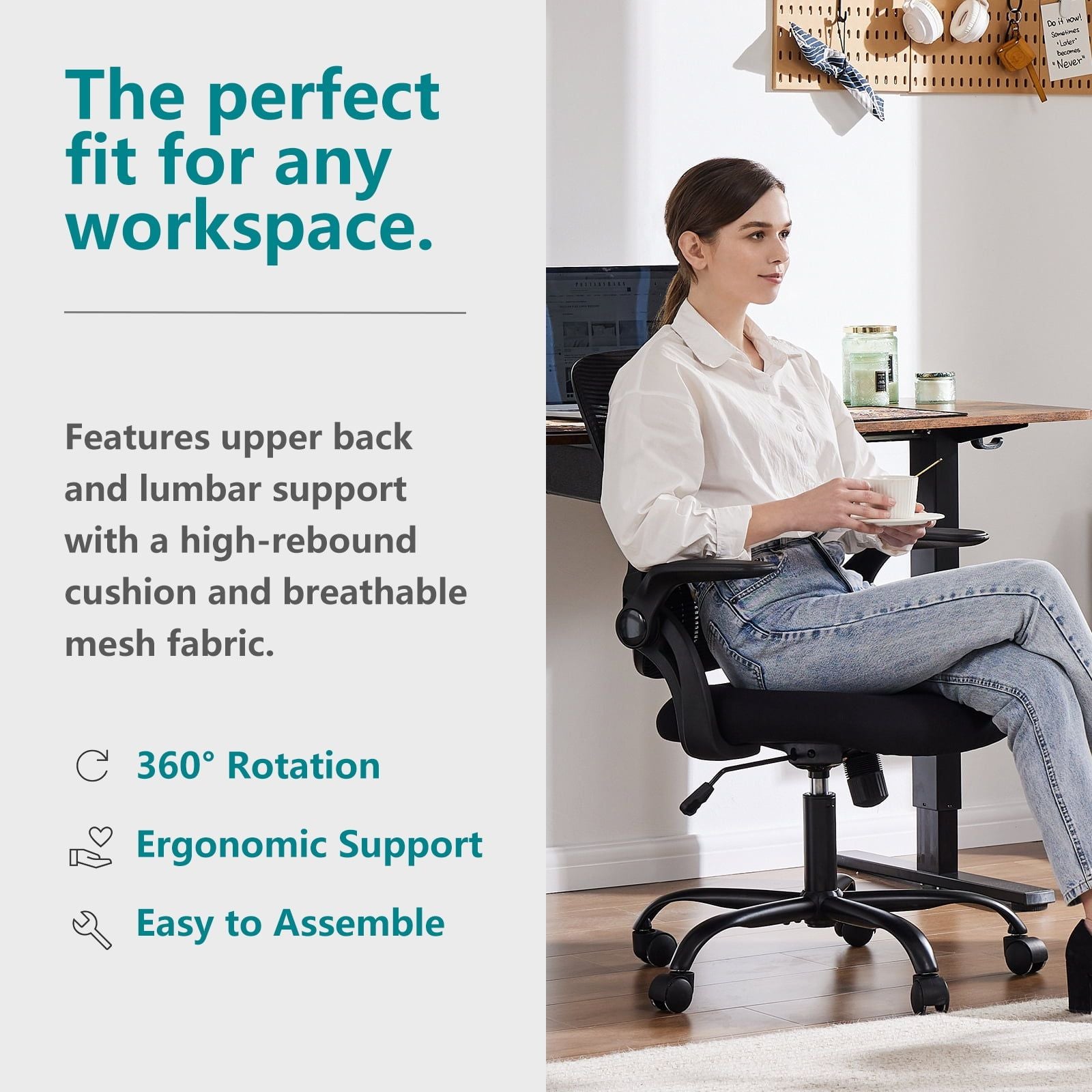 Rolling drafting chair – view 3