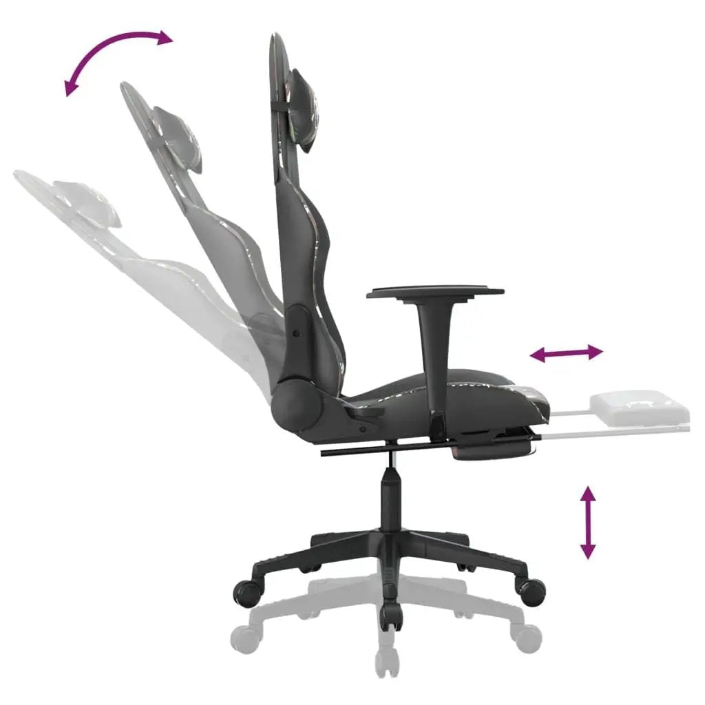 Gaming Chair Black and camouflage Faux leather, metal, plywood, foam by Platinum-Level Office Chairs