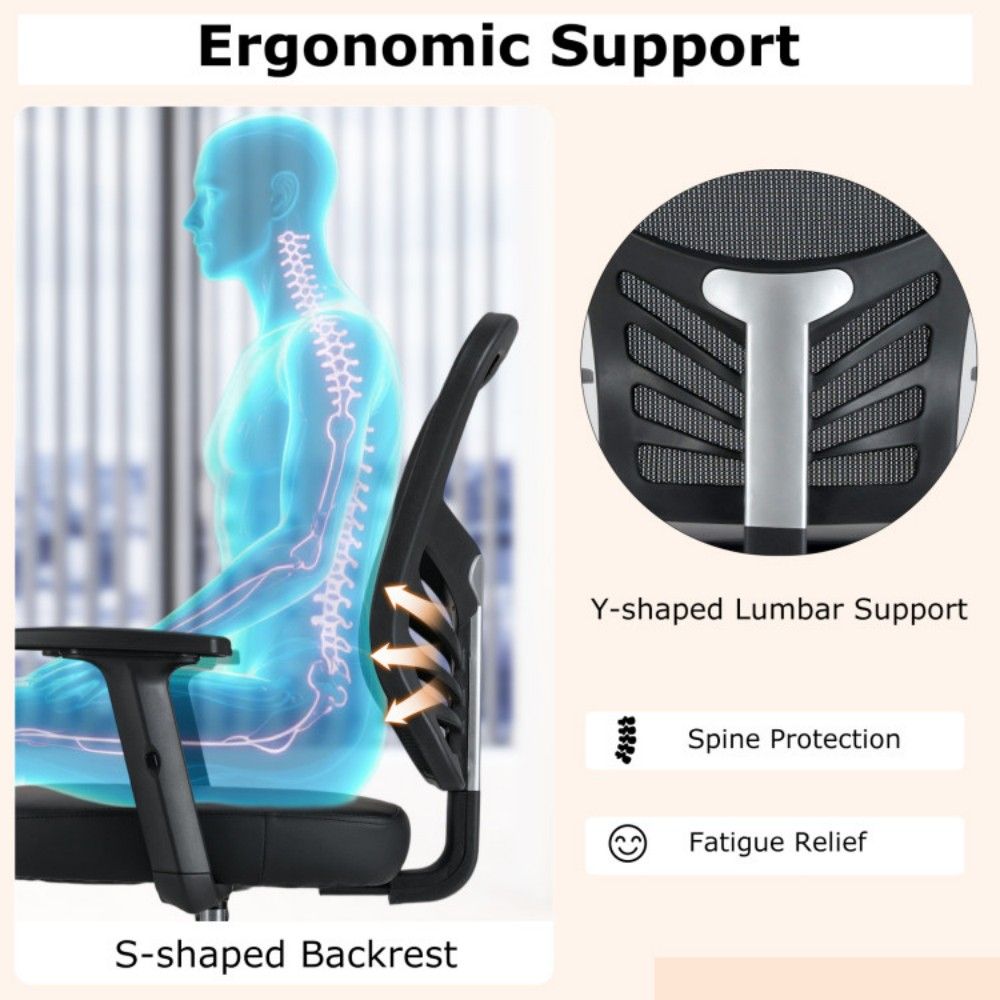 PU trim mesh drafting chair – view 6
