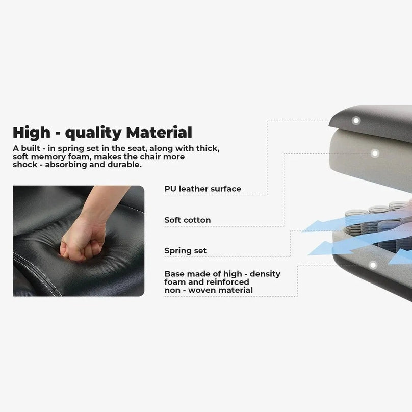 Ergonomic High Back Office Chair 200 Kg PU Leather Liftable Headrest by Doba