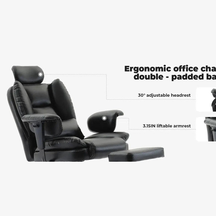 Ergonomic High Back Office Chair 200 Kg PU Leather Liftable Headrest by Doba