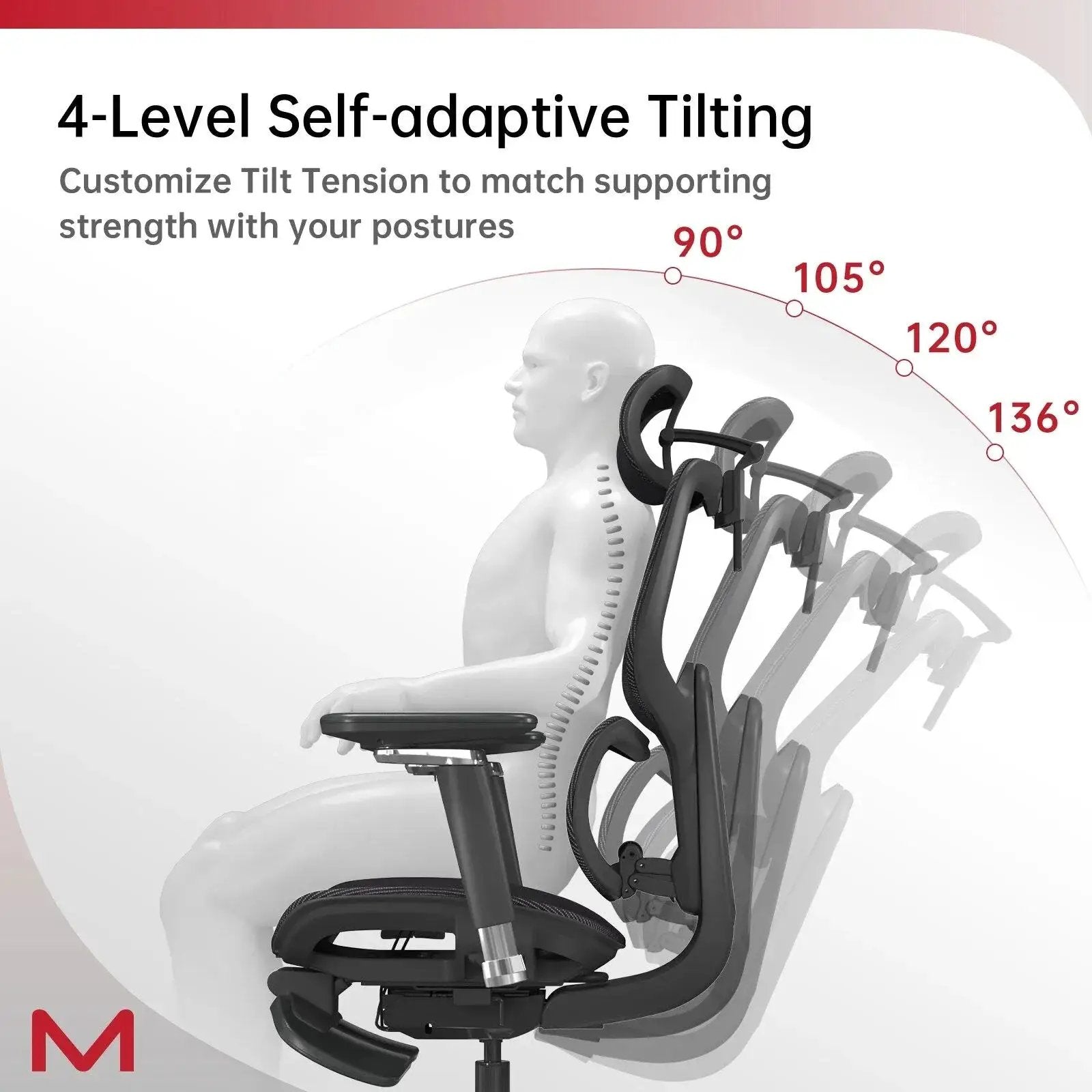 D2 Pro Adjustable Ergonomic Office Chair With Lumbar Support Footrest by Doba